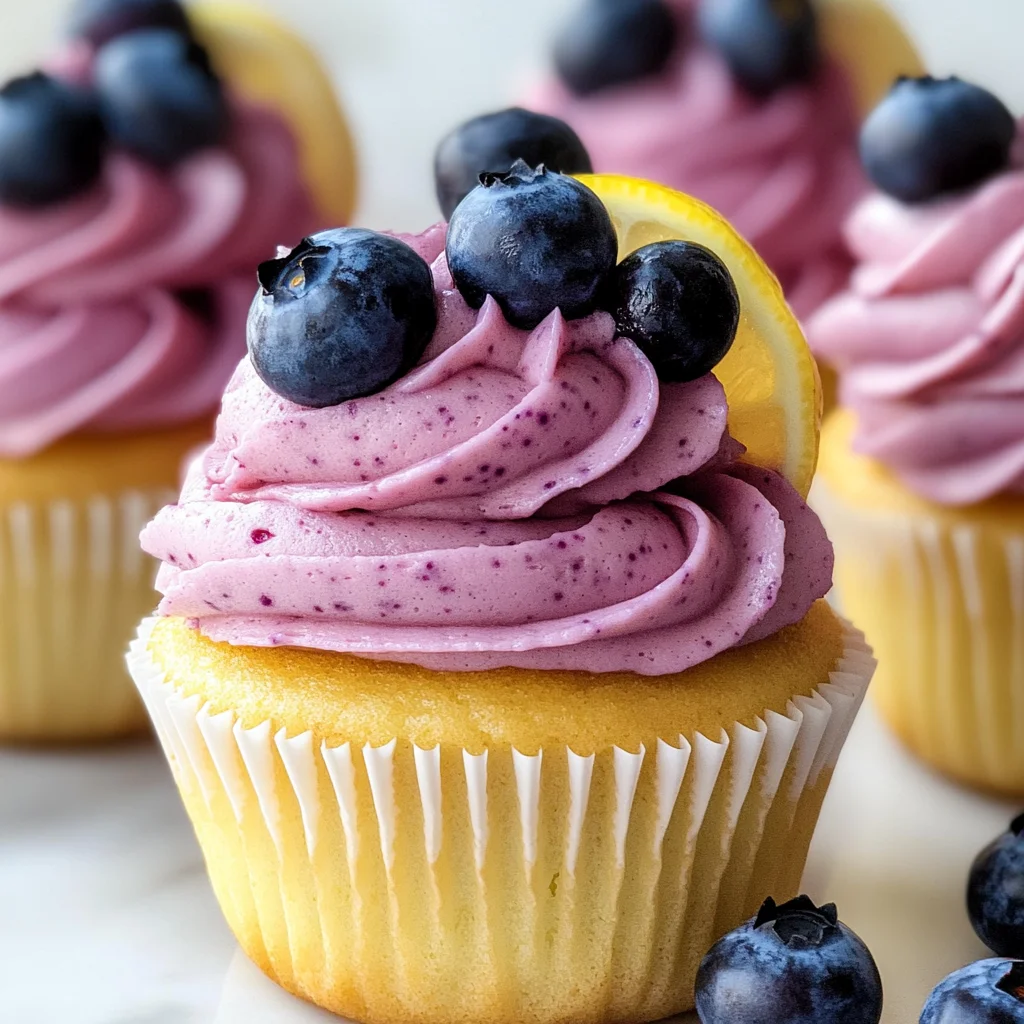 Lemon Blueberry Cupcakes with Blueberry Buttercream Frosting