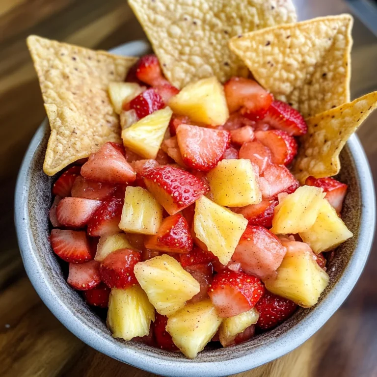 Strawberry Pineapple Fruit Salsa with Cinnamon Tortilla Chips