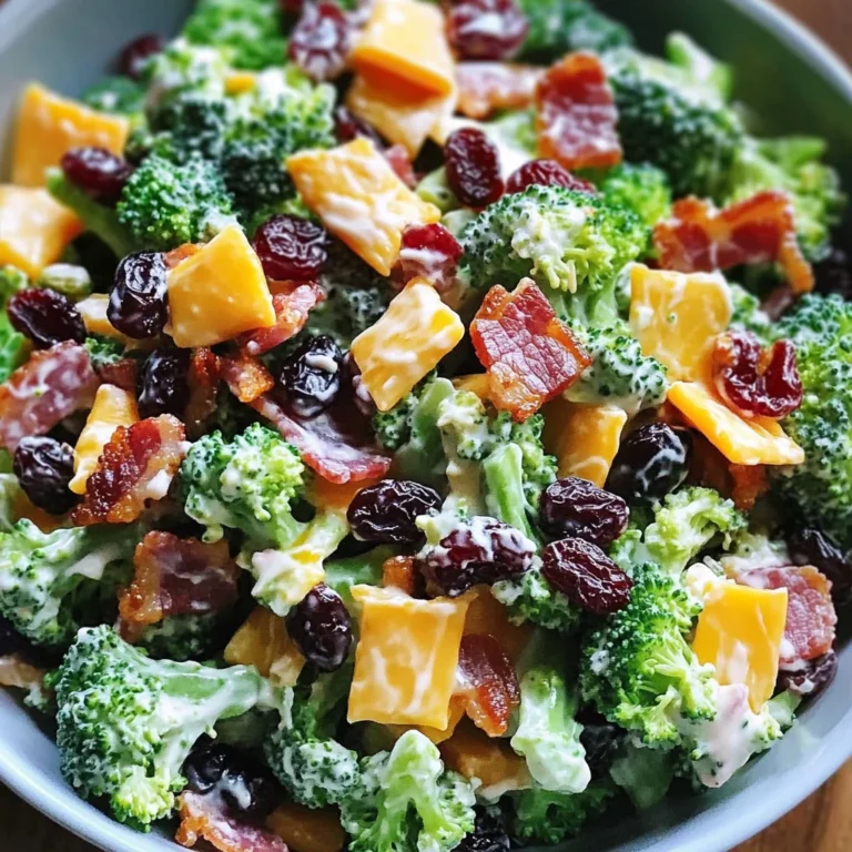 Broccoli Turkey Bacon Salad with Raisins and Cheddar Cheese