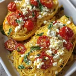 Easy Baked Feta Spaghetti Squash w/Tomato & Peppers