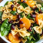 Mandarin Pasta Spinach Salad with Teriyaki Dressing