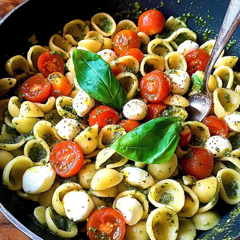 Orecchiette with Cherry Tomatoes, Mozzarella & Basil Pesto