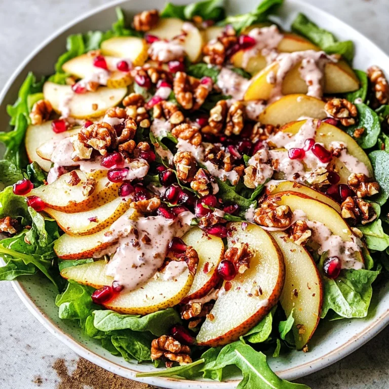 Pear Salad with Creamy Pomegranate Dressing