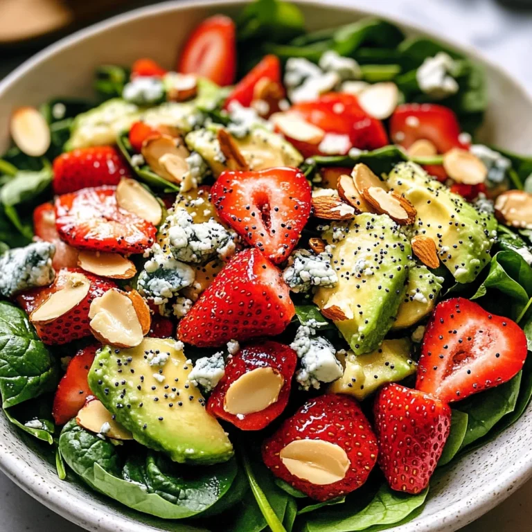 Strawberry Avocado Spinach Salad with Poppyseed Dressing