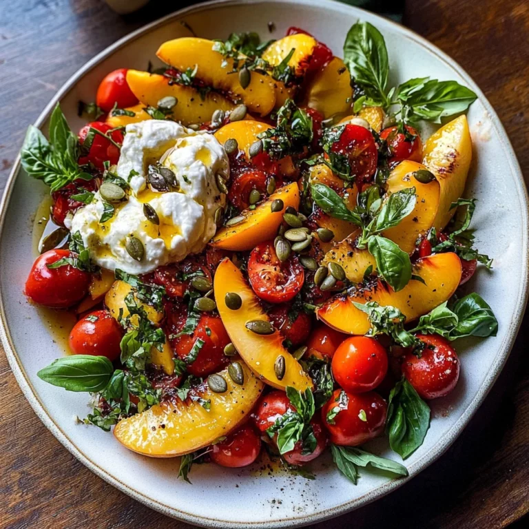 Tomato, Peach, and Burrata Salad
