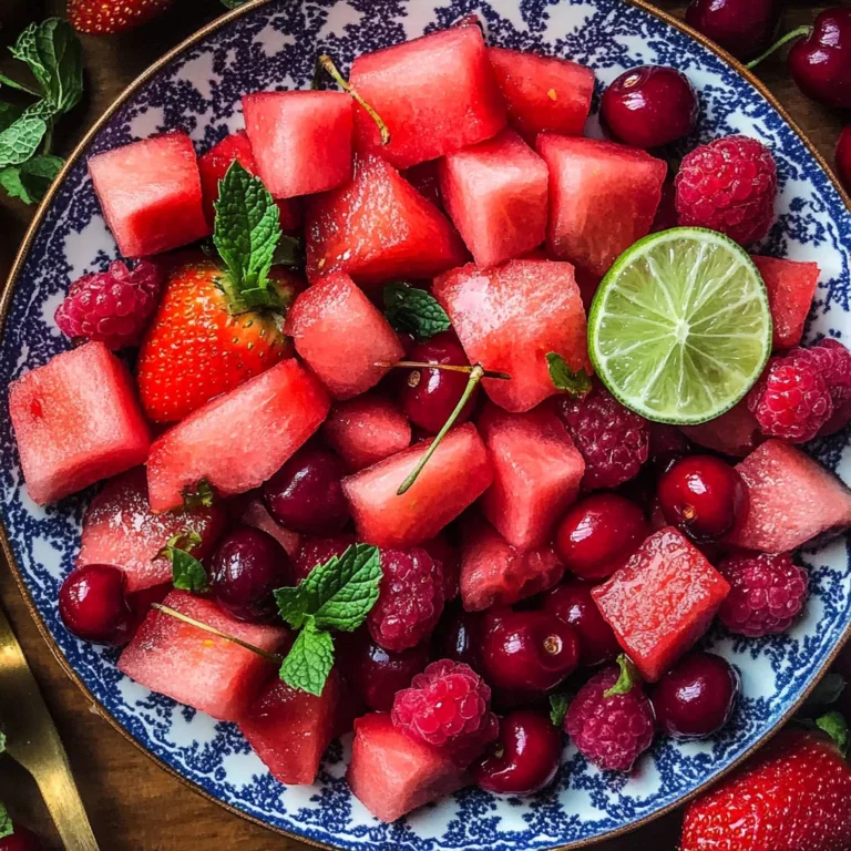 Watermelon Fruit Salad with Lime Mint Dressing