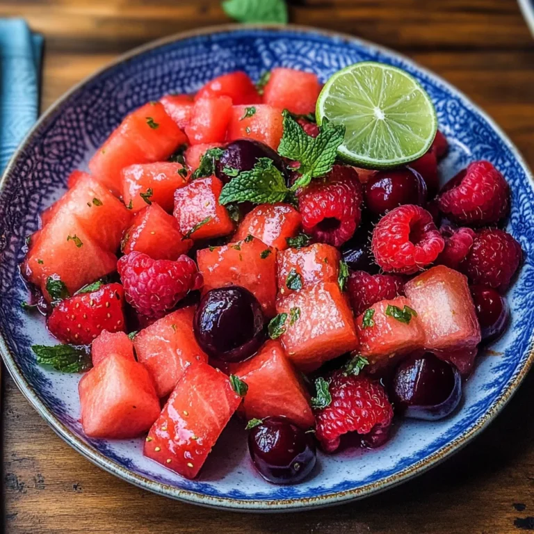 Watermelon Fruit Salad with Lime Mint Dressing