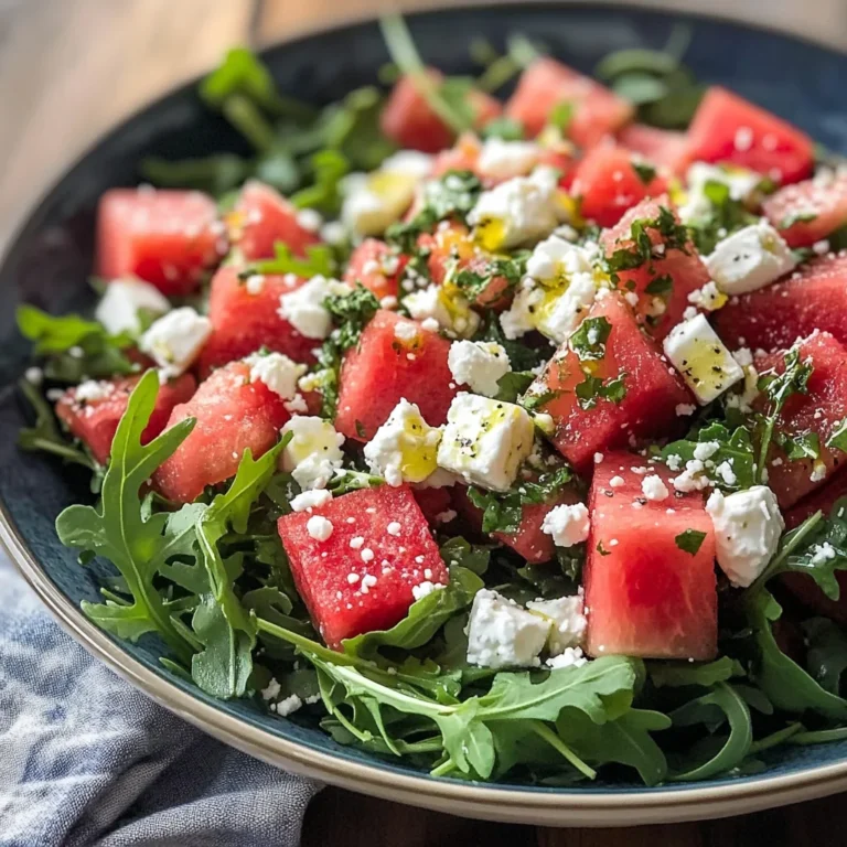 Watermelon Salad with Arugula, Feta, & Fresh Herbs