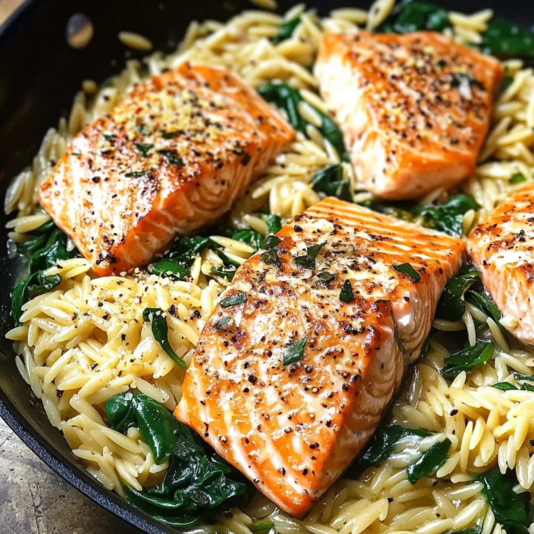 One Skillet Salmon with Lemon Orzo