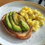 Avocado Toast & Fluffy Scramble with Iced Matcha