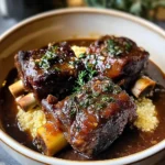 Braised Short Ribs & Lamb Shanks in Red Wine Herb Sauce