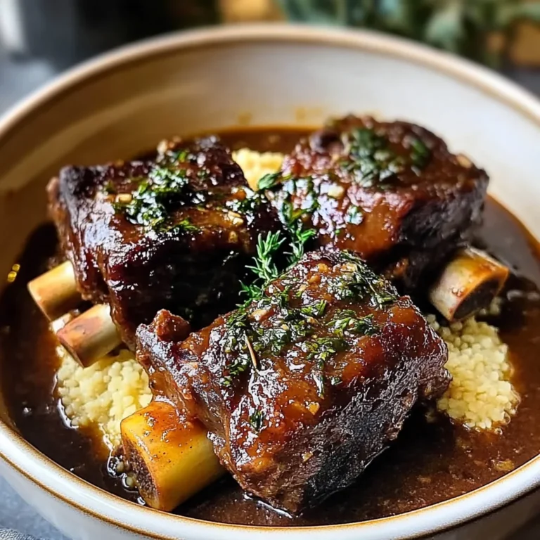 Braised Short Ribs & Lamb Shanks in Red Wine Herb Sauce