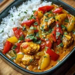 Chicken Curry with Bell Peppers & Fluffy Rice