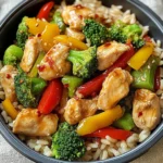 Colorful Chicken & Veggie Stir-Fry with Rice