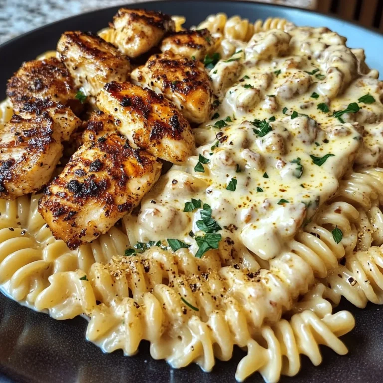 Creamy Alfredo Chicken Rotini with Cajun Butter Drizzle