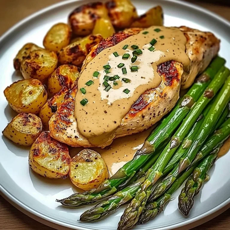 Creamy Dijon Chicken with Asparagus & Roasted Potatoes