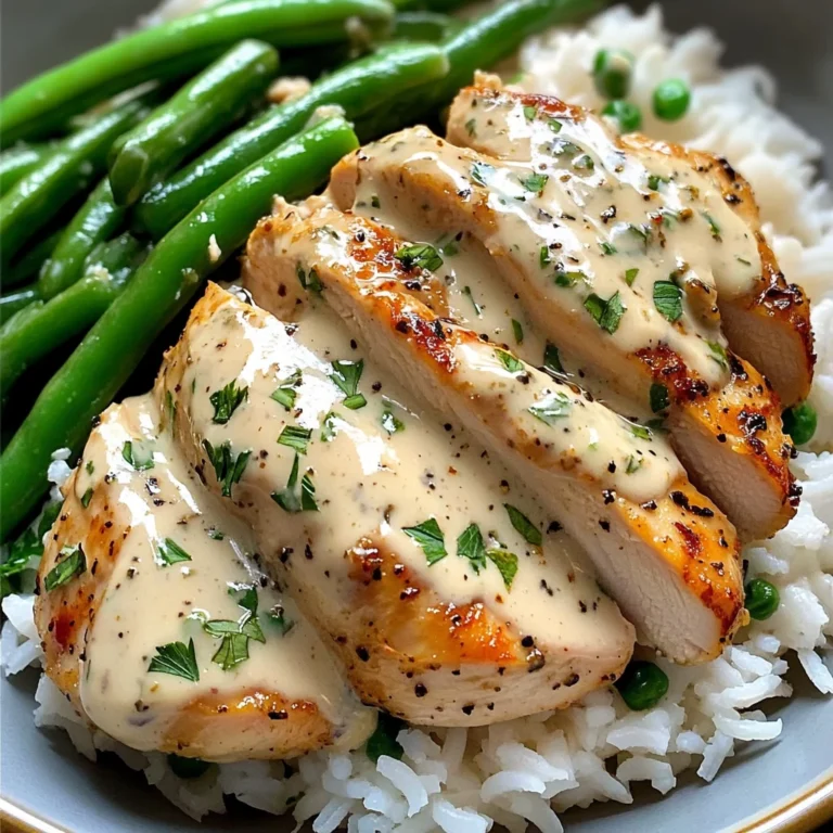 Creamy Herb Chicken with Fluffy Rice & Green Beans