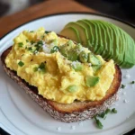 Creamy Scrambled Eggs with Avocado Toast & Iced Matcha Latte