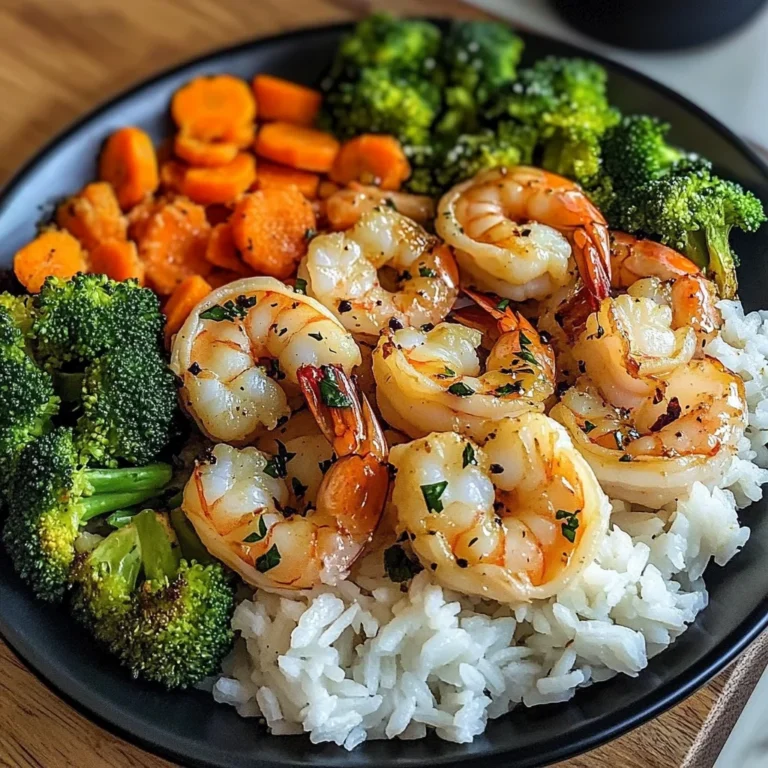 Garlic Butter Shrimp with Steamed Rice & Mixed Vegetables
