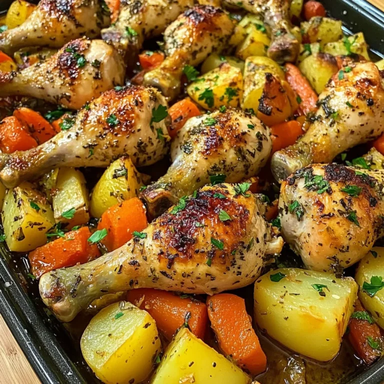Garlic Herb Chicken Drumsticks with Roasted Veggies