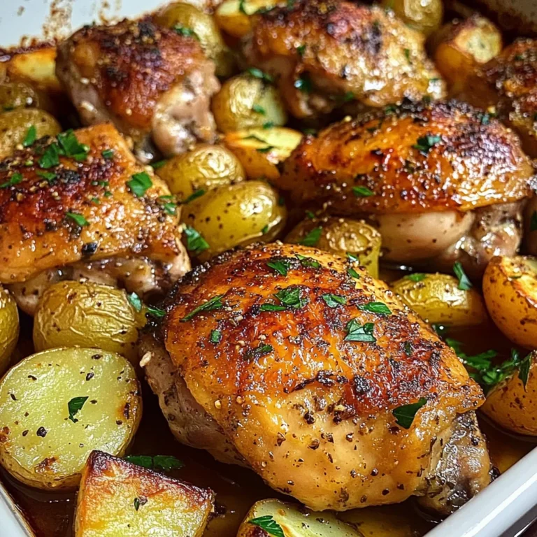Garlic Herb Roasted Chicken Thighs with Baby Potatoes