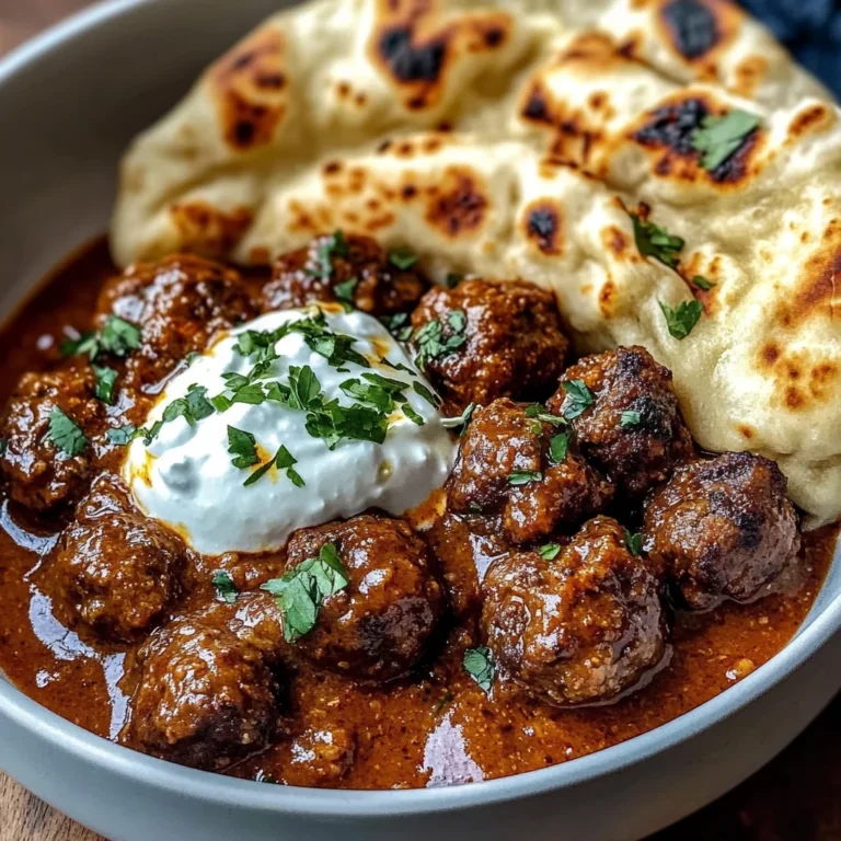 Harissa Beef Meatballs with Yogurt Sauce and Garlic Naan