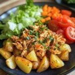 Herbed Potatoes with Shredded Chicken & Fresh Salad