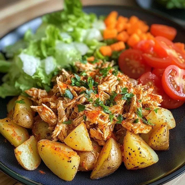 Herbed Potatoes with Shredded Chicken & Fresh Salad