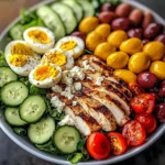 Mediterranean Power Salad with Grilled Chicken & Jammy Eggs
