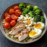 Protein-Packed Quinoa Bowl with Chicken, Eggs & Feta