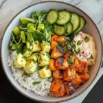 Spicy Chicken Rice Bowl with Avocado & Cucumber Salad