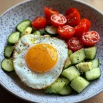 Sunny Egg with Avocado-Cucumber Tomato Salad