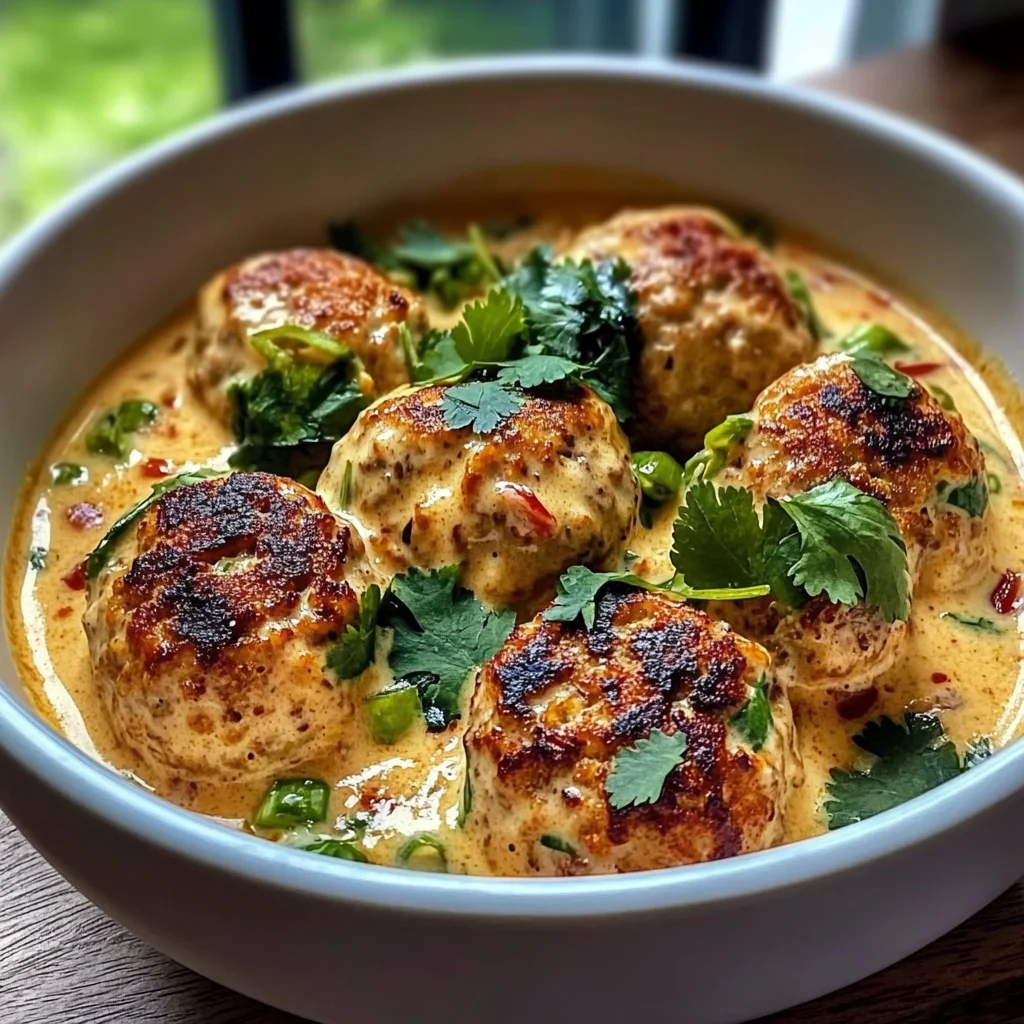 Thai Chicken Meatballs in Coconut Curry Sauce